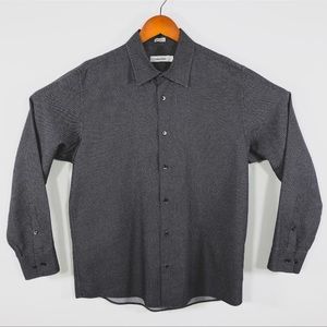 Calvin Klein Infinite Non-Iron Charcoal Geometric Slim Fit Dress Shirt